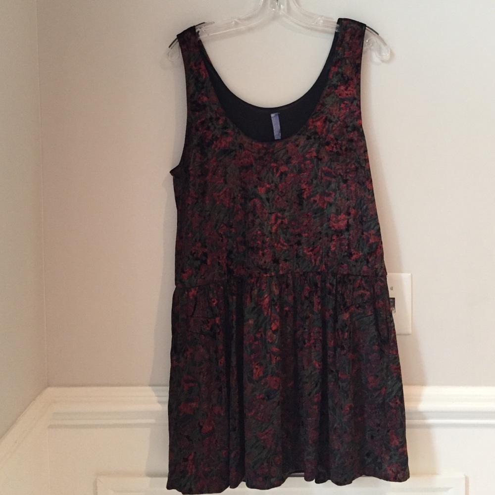 Sleeveless Black Floral Tank Dress - Women's
